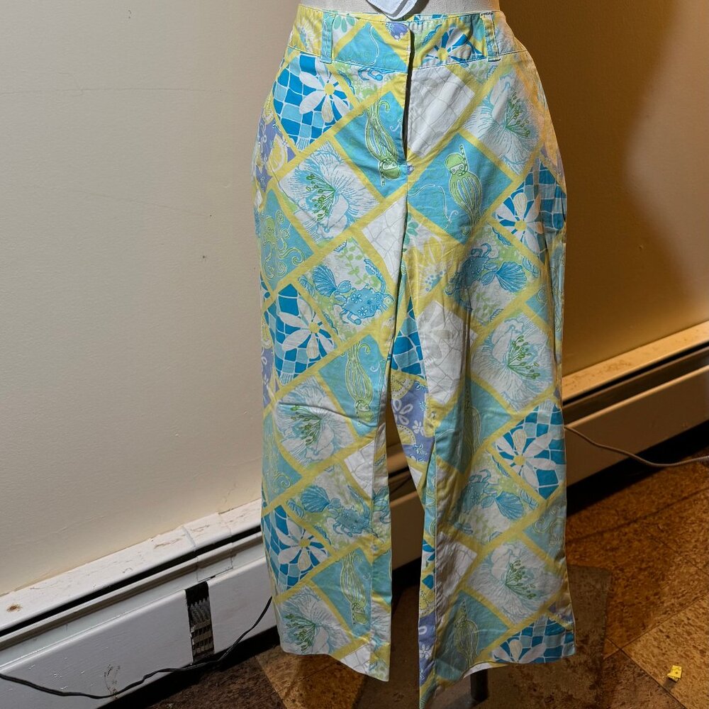 Lilly Pulitzer | Blue Floral Patchwork Pants